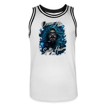 Ocean Air Salty Hair Tauchen Meer Quallen - Männer Basketball-Trikot - Weiß/Schwarz - Vorne - AI Model Male 185 dark (185cm)