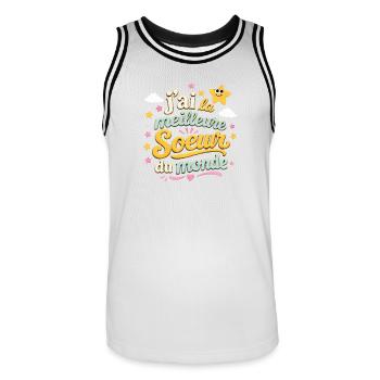 La Meilleure Sœur Du Monde - Humour Famille - Maillot de basket Homme - blanc/noir - Devant - AI Model Male 185 dark (185cm)
