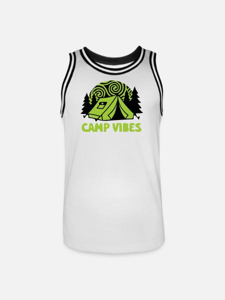 Zelt Camp Vibes Logo - Männer Basketball-Trikot - Weiß/Schwarz