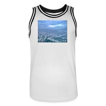 Fog over mountain landscape Morning light - Men's Basketball Jersey - white/black - Front - AI Model Male 185 dark (185cm)