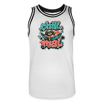 Chill Mal  Cooles Faultier Graffiti Design - Männer Basketball-Trikot - Weiß/Schwarz - Vorne - AI Model Male 185 dark (185cm)