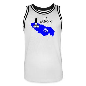 Île de Groix - Maillot de basket Homme - blanc/noir - Devant - AI Model Male 185 dark (185cm)