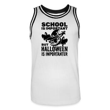 School is important but Halloween is importanter - - Männer Basketball-Trikot - Weiß/Schwarz - Vorne - AI Model Male 185 dark (185cm)