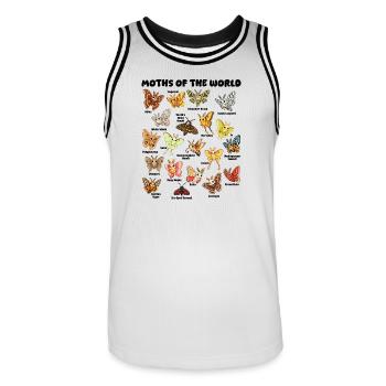 Moths of the World Kawaii Table Entomology - Men's Basketball Jersey - white/black - Front - AI Model Male 185 dark (185cm)