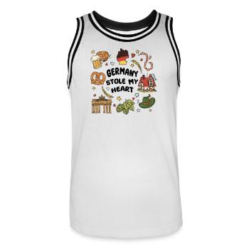 Germany Souvenir - Männer Basketball-Trikot - Weiß/Schwarz - Vorne - AI Model Male 185 dark (185cm)