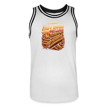 Ich verwandle Hotdogs in heiße Holzscheite (Lustig - Männer Basketball-Trikot - Weiß/Schwarz - Vorne - AI Model Male 185 dark (185cm)