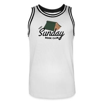 Lazy Sunday Book Club Vintage Aesthetic  - Männer Basketball-Trikot - Weiß/Schwarz - Vorne - AI Model Male 185 dark (185cm)