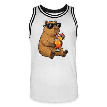 Capybara mit Sonnen-Cocktail-Style - Männer Basketball-Trikot - Weiß/Schwarz - Vorne - AI Model Male 185 dark (185cm)