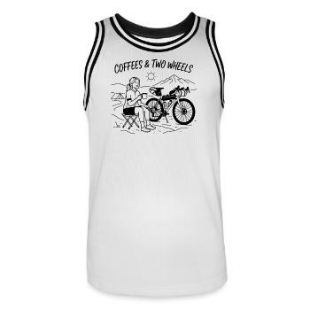 Coffees & Two Wheels Gravel Bike Kunst - Männer Basketball-Trikot - Weiß/Schwarz - Vorne - AI Model Male 185 dark (185cm)