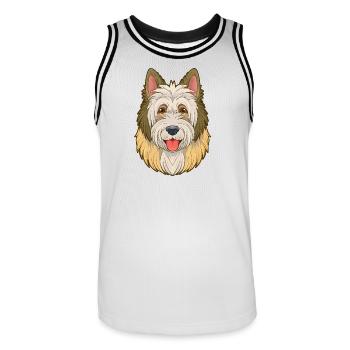Old English Sheepdog (Comic-Porträt) - Männer Basketball-Trikot - Weiß/Schwarz - Vorne - AI Model Male 185 dark (185cm)