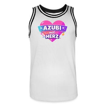Azubi mit ganz viel Herz - Männer Basketball-Trikot - Weiß/Schwarz - Vorne - AI Model Male 185 dark (185cm)