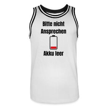 Niedrige Batterie Silhouette - Männer Basketball-Trikot - Weiß/Schwarz - Vorne - AI Model Male 185 dark (185cm)