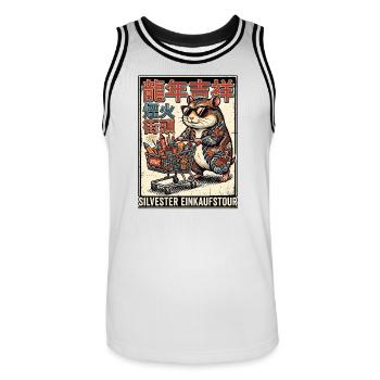 Feuerwerk Pyro Chinesischer Hamster - Männer Basketball-Trikot - Weiß/Schwarz - Vorne - AI Model Male 185 dark (185cm)