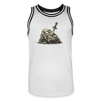 Pierre de l’épée germanique - Maillot de basket Homme - blanc/noir - Devant - AI Model Male 185 dark (185cm)