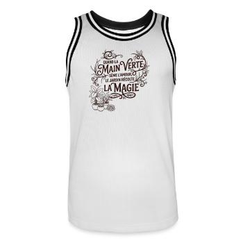 Quand la main verte - Jardinage & Magie - Maillot de basket Homme - blanc/noir - Devant - AI Model Male 185 dark (185cm)