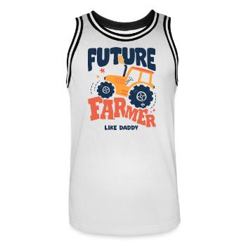 Futur fermier comme papa bébé tracteur - Maillot de basket Homme - blanc/noir - Devant - AI Model Male 185 dark (185cm)