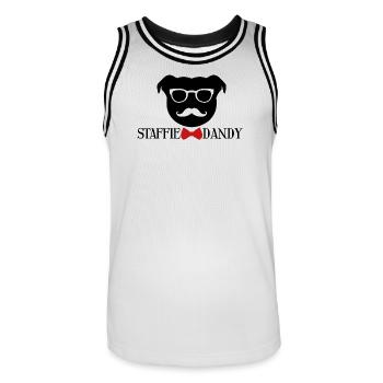  Le staffie dandy - 010 - Maillot de basket Homme - blanc/noir - Devant - AI Model Male 185 dark (185cm)