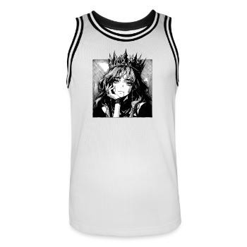 Königin der Schatten Manga Porträt - Männer Basketball-Trikot - Weiß/Schwarz - Vorne - AI Model Male 185 dark (185cm)