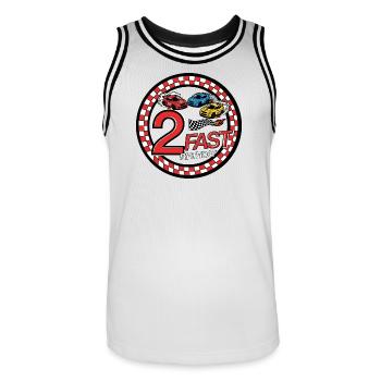 2 Voiture de course presque anniversaire - Maillot de basket Homme - blanc/noir - Devant - AI Model Male 185 dark (185cm)