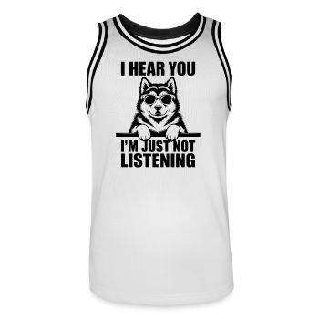 Alaskan Malamute Sprüche Alaskan Malamute Geschenk - Männer Basketball-Trikot - Weiß/Schwarz - Vorne - AI Model Male 185 dark (185cm)