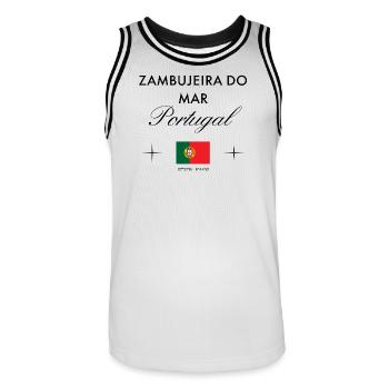 Zambujeira do Mar Portugal Koordinaten Reise - Männer Basketball-Trikot - Weiß/Schwarz - Vorne - AI Model Male 185 dark (185cm)