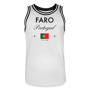 Faro Portugal Koordinaten Reise Souvenir - Männer Basketball-Trikot - Weiß/Schwarz - Vorne - AI Model Male 185 dark (185cm)