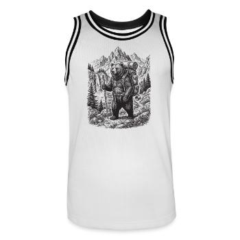 Wandern – Outdoor-Abenteuer – Bär - Männer Basketball-Trikot - Weiß/Schwarz - Vorne - AI Model Male 185 dark (185cm)