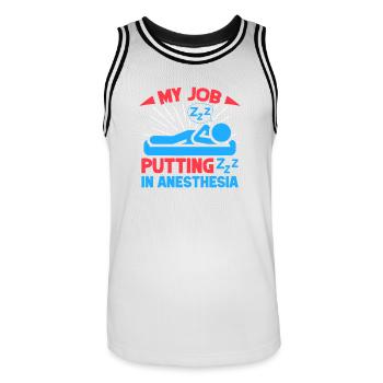 Anesthesiologist My Job Anesthesia - Men's Basketball Jersey - white/black - Front - AI Model Male 185 dark (185cm)