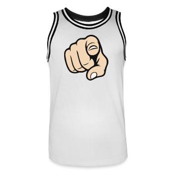 Pointing Finger You Gesture Sticker Design - Men's Basketball Jersey - white/black - Front - AI Model Male 185 dark (185cm)