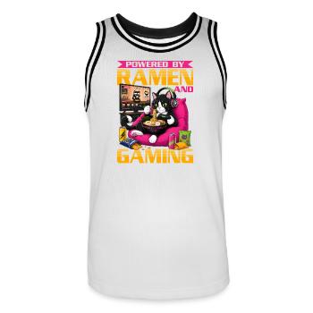 Gamer Gaming Cat Ramen Video Game - Männer Basketball-Trikot - Weiß/Schwarz - Vorne - AI Model Male 185 dark (185cm)