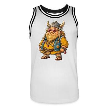 Cute Hippie Viking: Funny Retro Father's Day - Men's Basketball Jersey - white/black - Front - AI Model Male 185 dark (185cm)