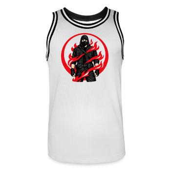Flames Ninja Circle - Men's Basketball Jersey - white/black - Front - AI Model Male 185 dark (185cm)