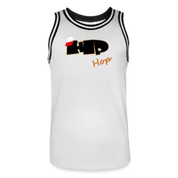 Faute de frappe hip-hop avec casquette de baseball - Maillot de basket Homme - blanc/noir - Devant - AI Model Male 185 dark (185cm)