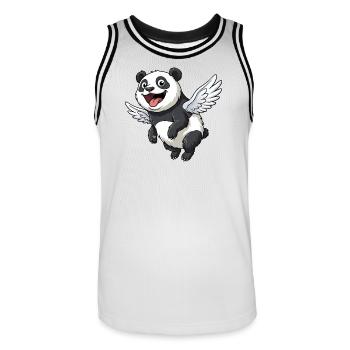 Dessin animé panda mignon avec des ailes - Maillot de basket Homme - blanc/noir - Devant - AI Model Male 185 dark (185cm)