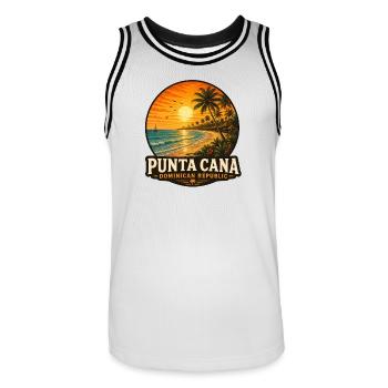 Vacances caribéennes à Punta Cana, République dominicaine - Maillot de basket Homme - blanc/noir - Devant - AI Model Male 185 dark (185cm)