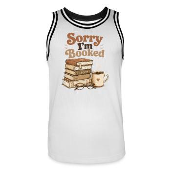Désolé, je suis occupé à lire des livres rétro - Maillot de basket Homme - blanc/noir - Devant - AI Model Male 185 dark (185cm)