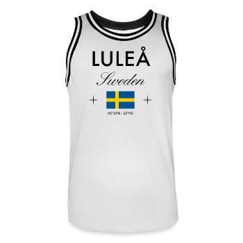Luleå, Suède, coordonne le souvenir de voyage - Maillot de basket Homme - blanc/noir - Devant - AI Model Male 185 dark (185cm)