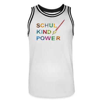 Pouvoir des écoliers - Maillot de basket Homme - blanc/noir - Devant - AI Model Male 185 dark (185cm)