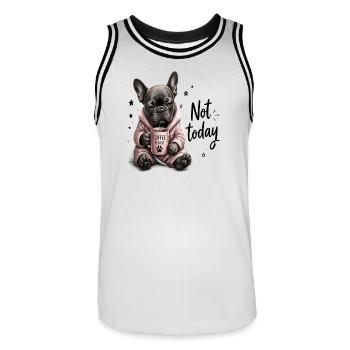 Not Today Coffee Please Tired French Bulldog - Men's Basketball Jersey - white/black - Front - AI Model Male 185 dark (185cm)