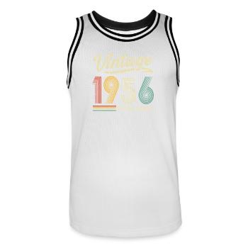 Édition limitée vintage 1956 70e anniversaire - Maillot de basket Homme - blanc/noir - Devant - AI Model Male 185 dark (185cm)
