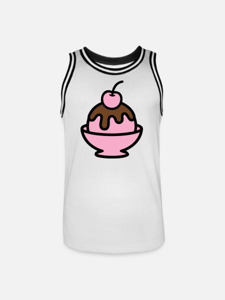 Sundae Cherry Artwork - Men's Basketball Jersey - white/black