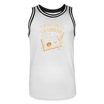 Professeur Grammaire Halloween - Maillot de basket Homme - blanc/noir - Devant - AI Model Male 185 dark (185cm)