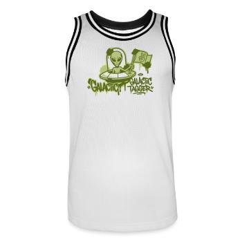 Graphisme graffiti d’OVNI extraterrestre - Maillot de basket Homme - blanc/noir - Devant - AI Model Male 185 dark (185cm)