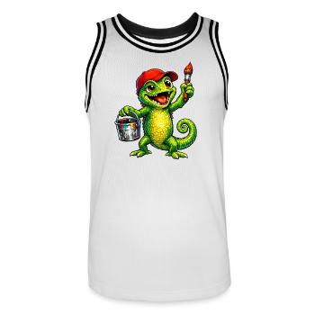 Chamäleon mit Farbe - Männer Basketball-Trikot - Weiß/Schwarz - Vorne - AI Model Male 185 dark (185cm)