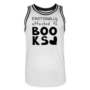 Attaché émotionnellement aux livres, noir - Maillot de basket Homme - blanc/noir - Devant - AI Model Male 185 dark (185cm)