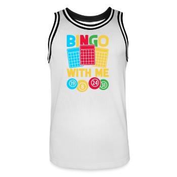 Bingo Bingo Bingo Bingo Avec moi Bingo - Maillot de basket Homme - blanc/noir - Devant - AI Model Male 185 dark (185cm)
