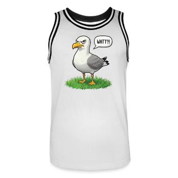 Expression humoristique de plage sur la côte des oiseaux marins de Watt - Maillot de basket Homme - blanc/noir - Devant - AI Model Male 185 dark (185cm)
