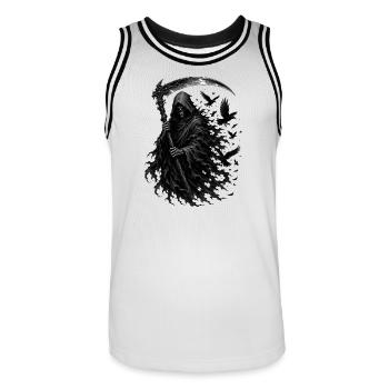 Dark Grim Reaper with Crows - Men's Basketball Jersey - white/black - Front - AI Model Male 185 dark (185cm)