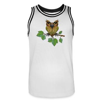 Oiseau-hibou - Maillot de basket Homme - blanc/noir - Devant - AI Model Male 185 dark (185cm)