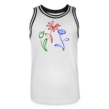 Trois fleurs - Maillot de basket Homme - blanc/noir - Devant - AI Model Male 185 dark (185cm)